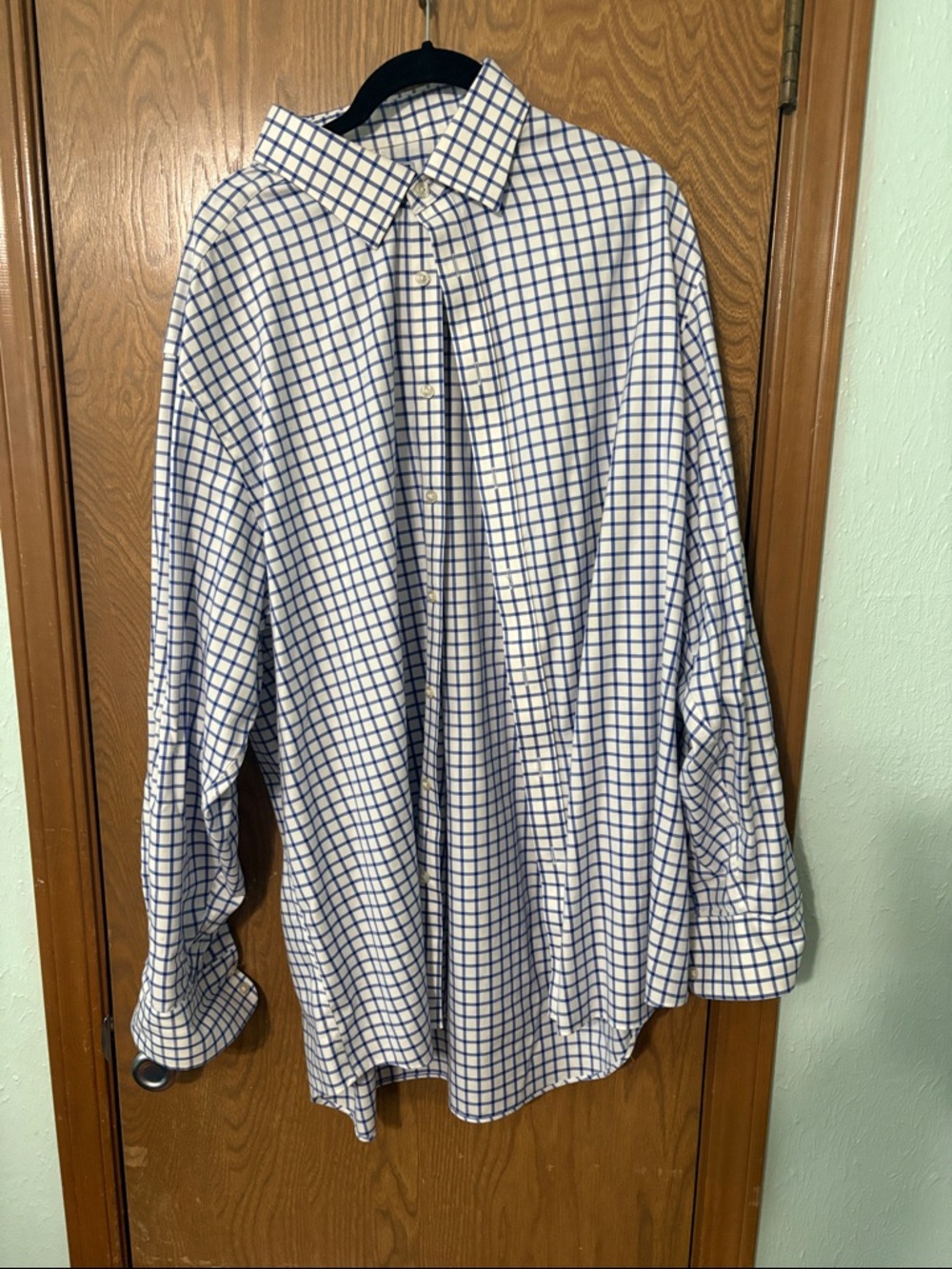 Charles Tyrwhitt White Shirt with Blue Windowpane Check